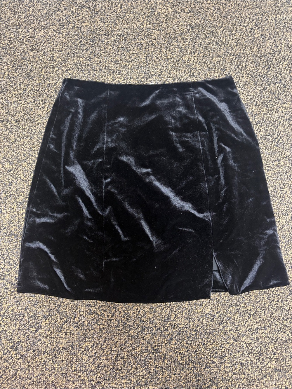 Skies Are Blue Black Velvet Mini Skirt